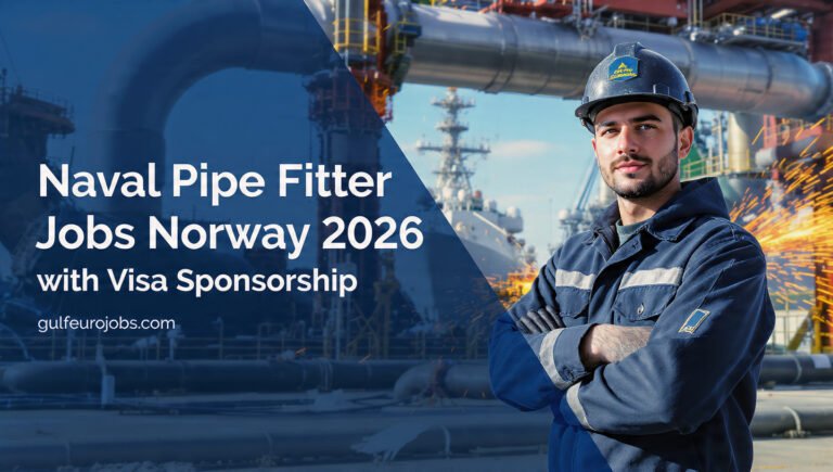 Naval pipe fitter jobs in Norway 2026 with visa sponsorship banner image.